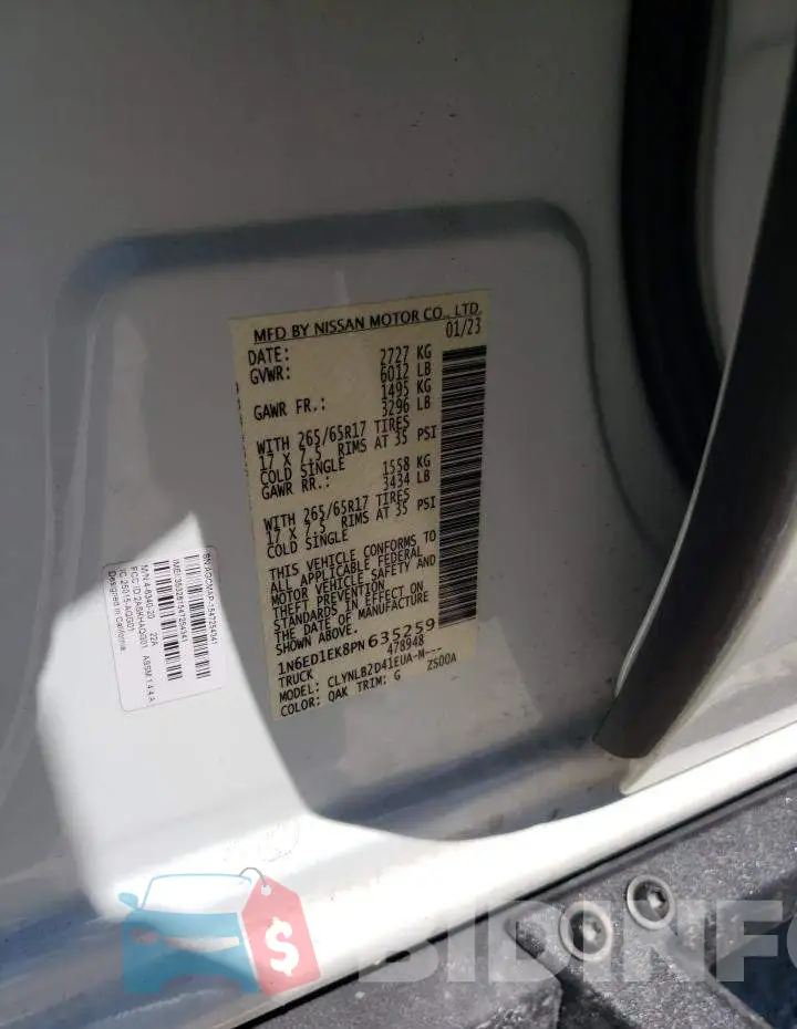 1N6ED1EK8PN635259 Photo# 12