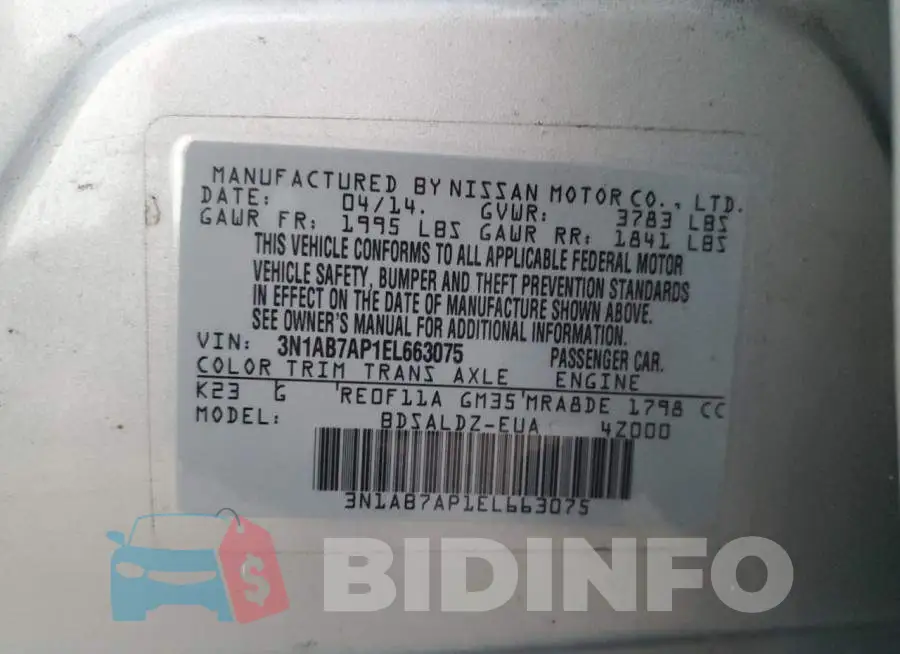 3N1AB7AP1EL663075 Photo# 13