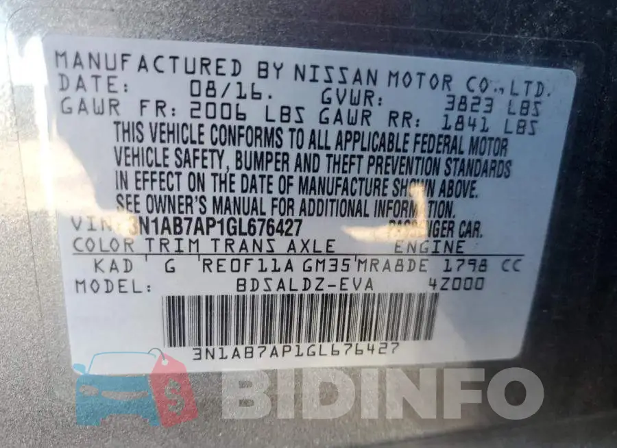 3N1AB7AP1GL676427 Photo# 13