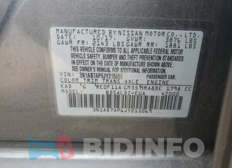 3N1AB7AP6JY215069 Photo# 13
