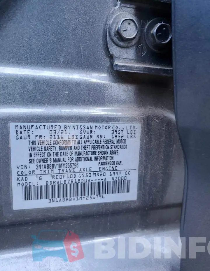 3N1AB8BV1MY256796 Photo# 13