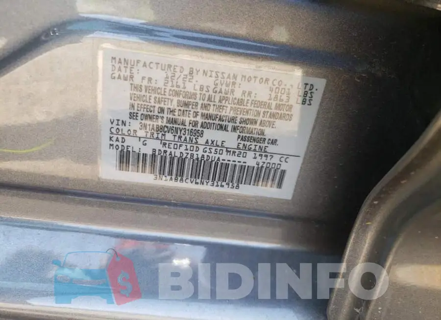 3N1AB8CV6NY316958 Photo# 12