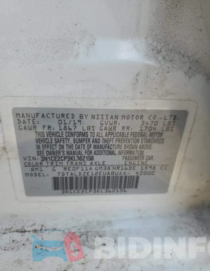 3N1CE2CP3KL362156 Photo# 12