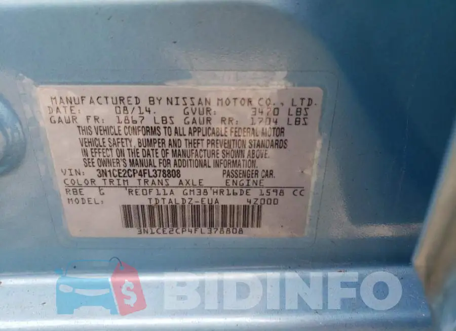 3N1CE2CP4FL378808 Photo# 12
