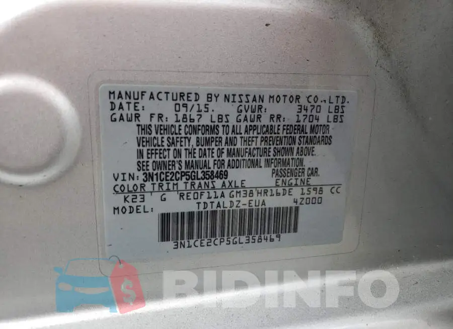 3N1CE2CP5GL358469 Photo# 12