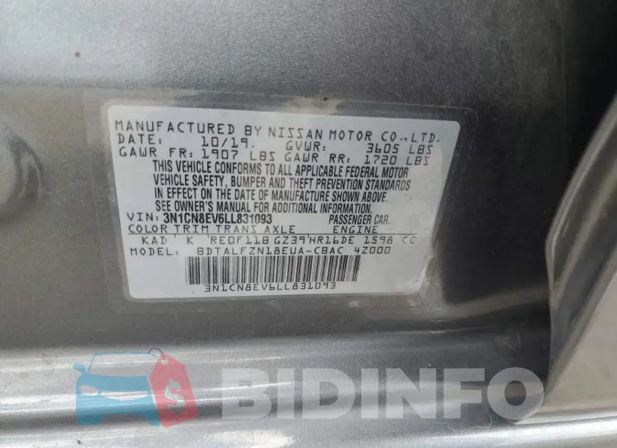 3N1CN8EV6LL831093 Photo# 12