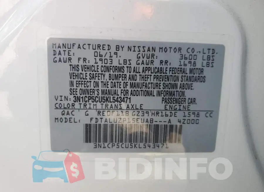 3N1CP5CU5KL543471 Photo# 13