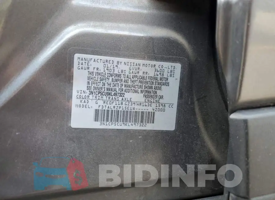 3N1CP5CU9KL497322 Photo# 13