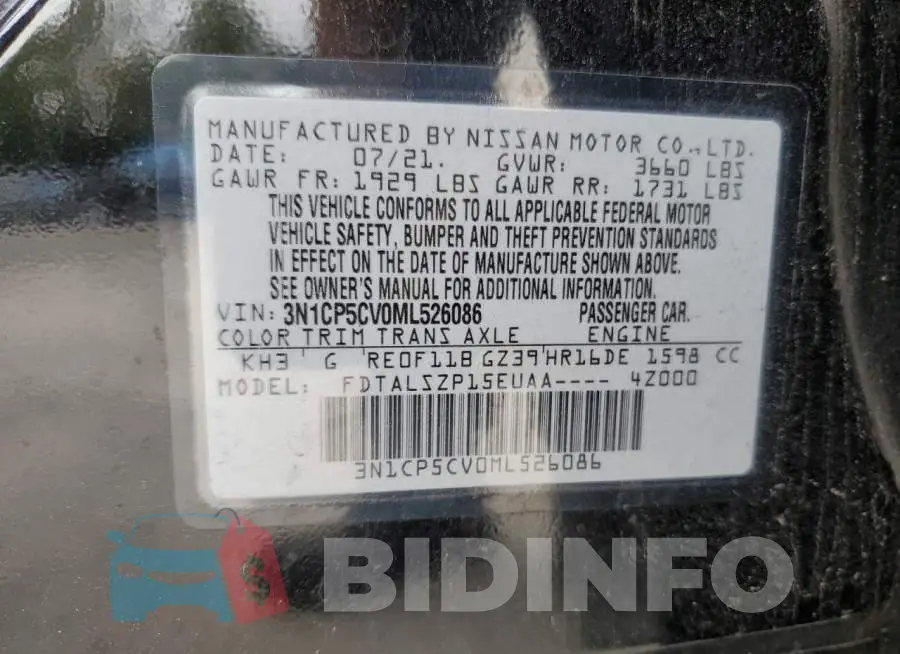 3N1CP5CV0ML526086 Photo# 13