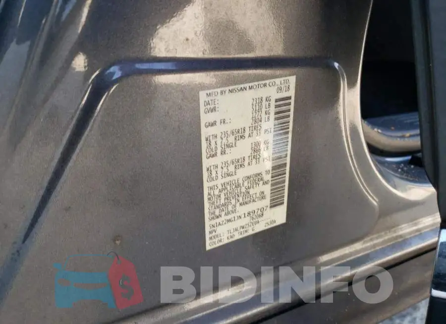 5N1AZ2MG1JN189707 Photo# 12