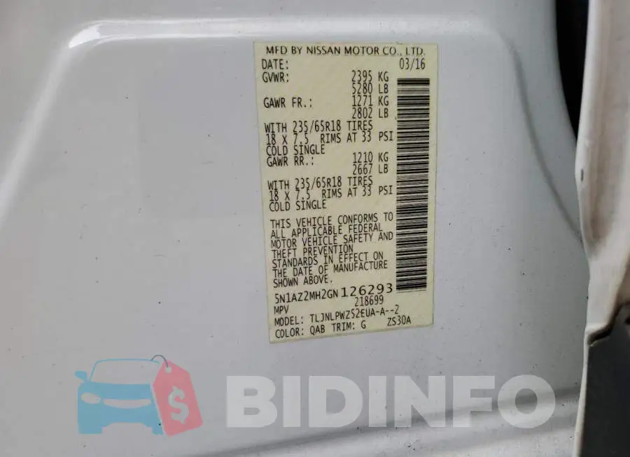 5N1AZ2MH2GN126293 Photo# 12
