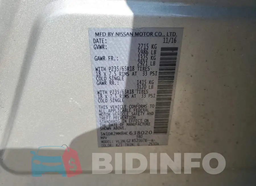 5N1DR2MM8HC638020 Photo# 13