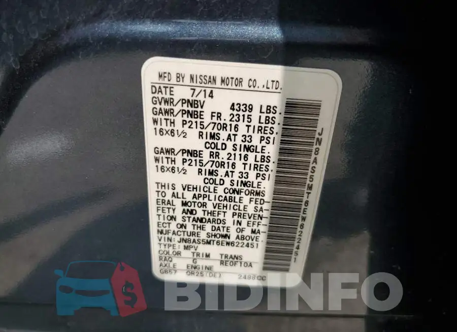 JN8AS5MT6EW622451 Photo# 13