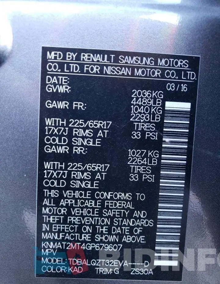 KNMAT2MT4GP679607 Photo# 12