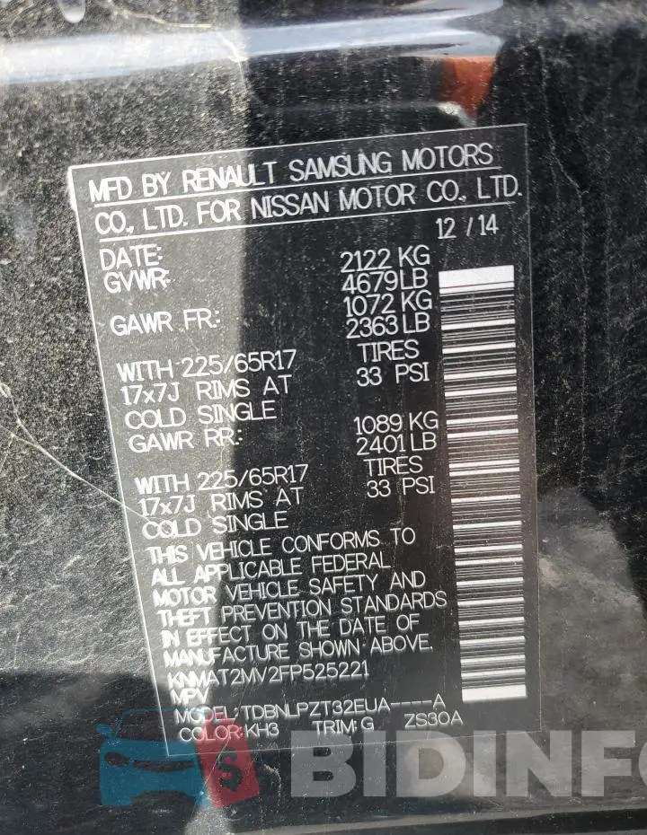 KNMAT2MV2FP525221 Photo# 12