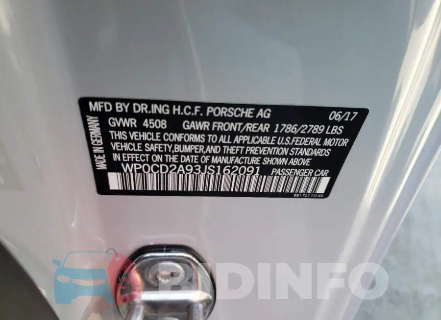 WP0CD2A93JS162091 Photo# 12