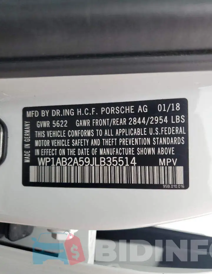 WP1AB2A59JLB35514 Photo# 12
