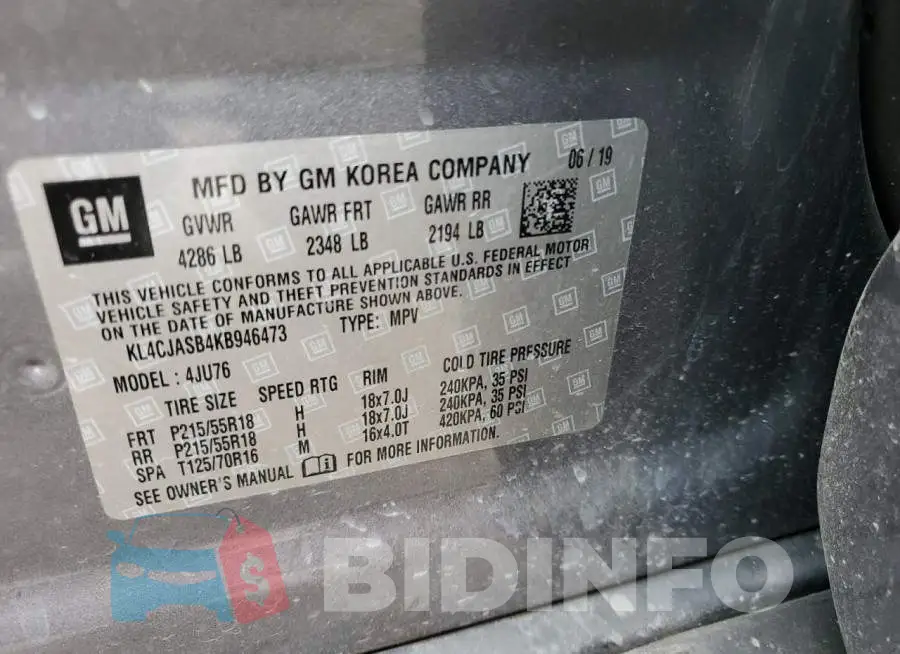KL4CJASB4KB946473 Photo# 14
