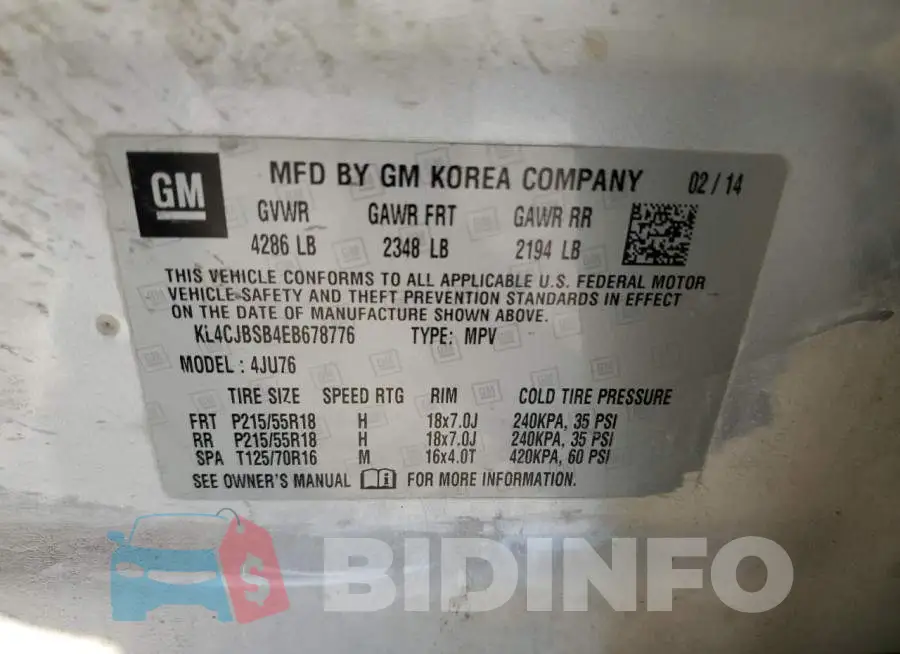 KL4CJBSB4EB678776 Photo# 12