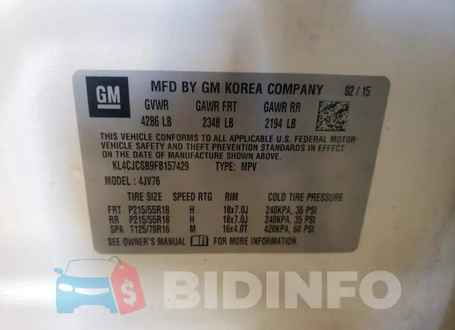 KL4CJCSB9FB157429 Photo# 12
