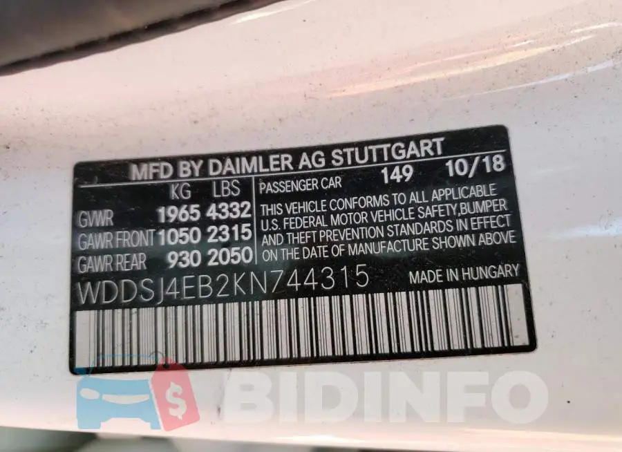 WDDSJ4EB2KN744315 Photo# 12