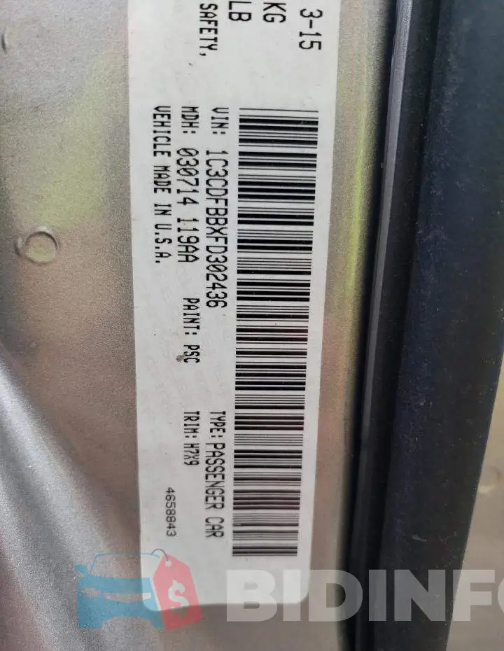 1C3CDFBBXFD302436 Photo# 12
