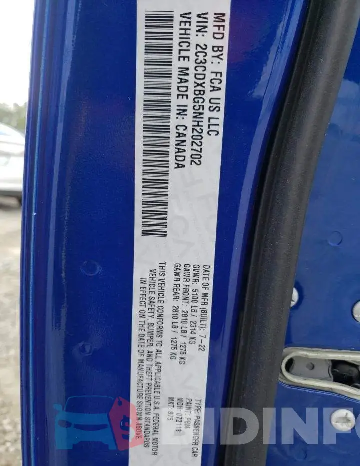 2C3CDXBG5NH202702 Photo# 12