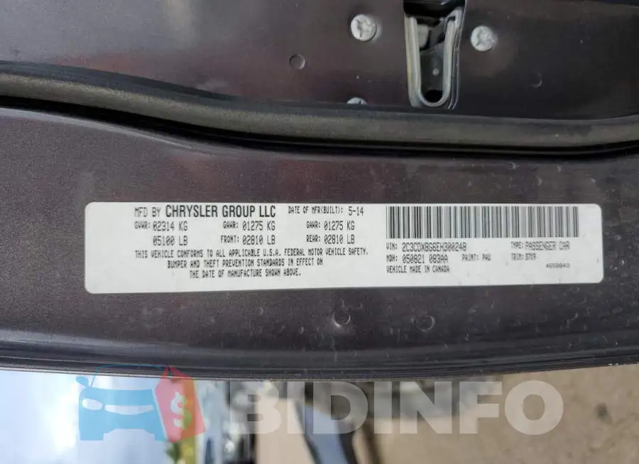 2C3CDXBG6EH300248 Photo# 12