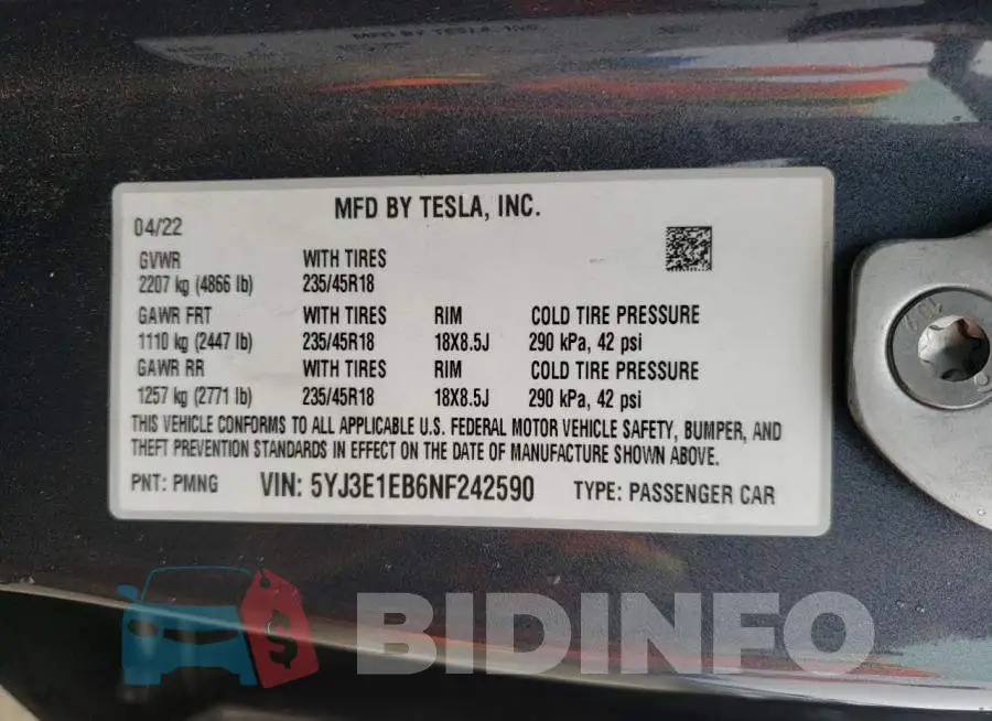 5YJ3E1EB6NF242590 Photo# 12