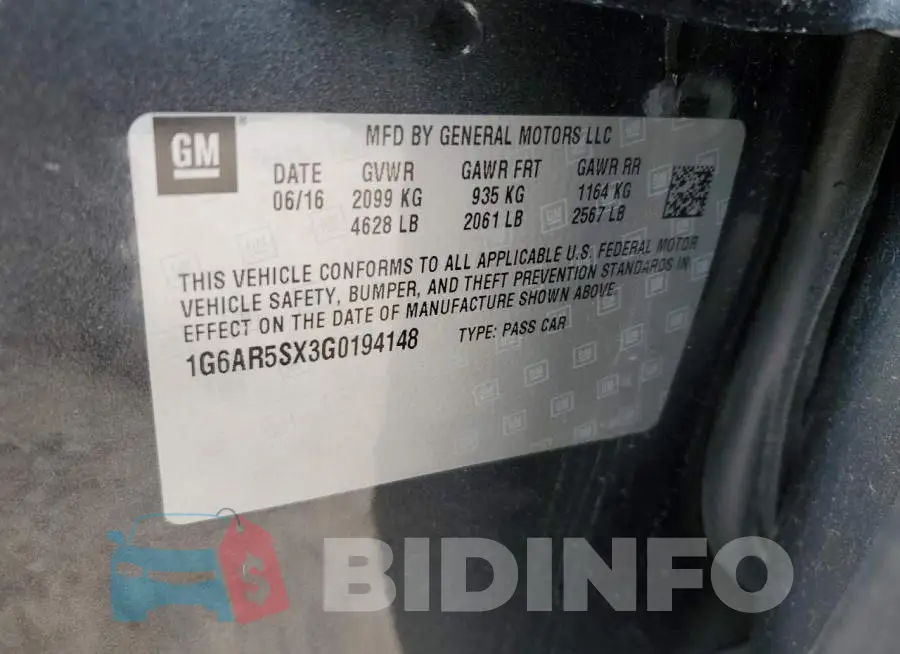 1G6AR5SX3G0194148 Photo# 12