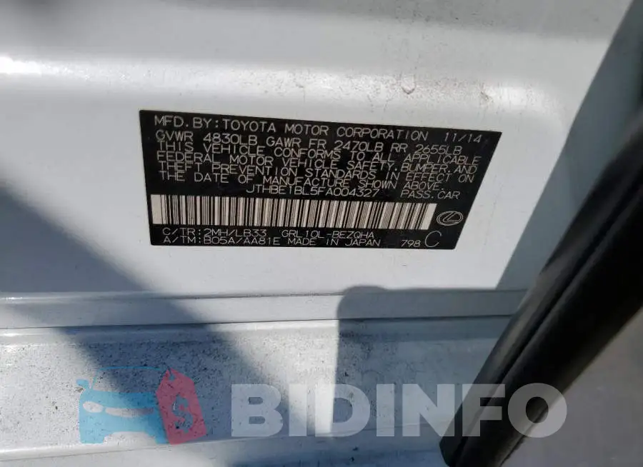 JTHBE1BL5FA004327 Photo# 12