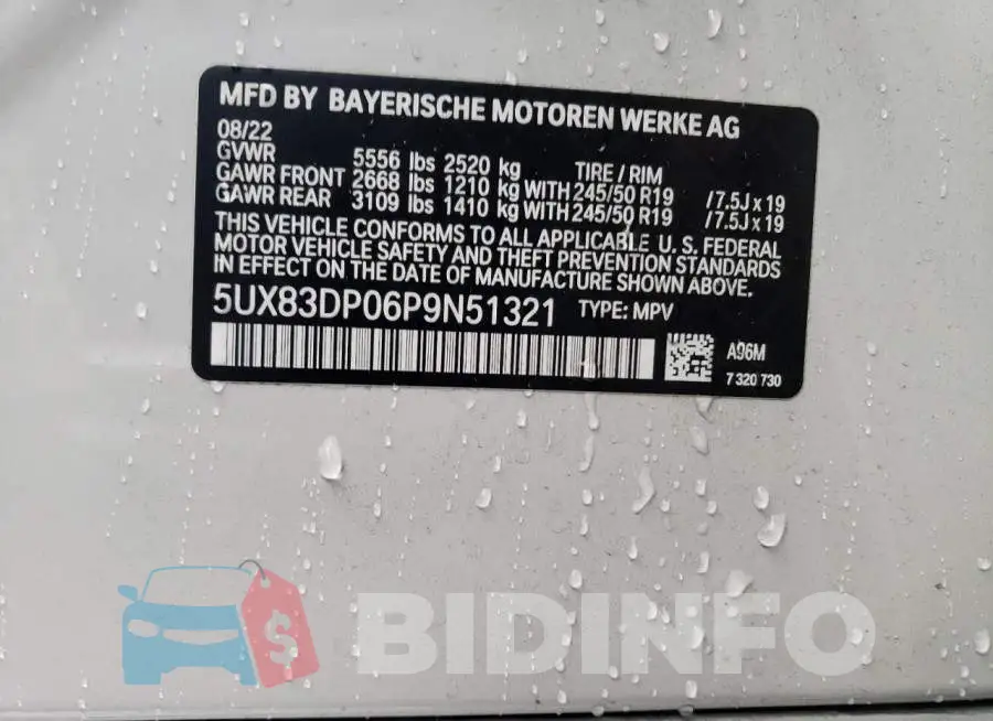 5UX83DP06P9N51321 Photo# 13