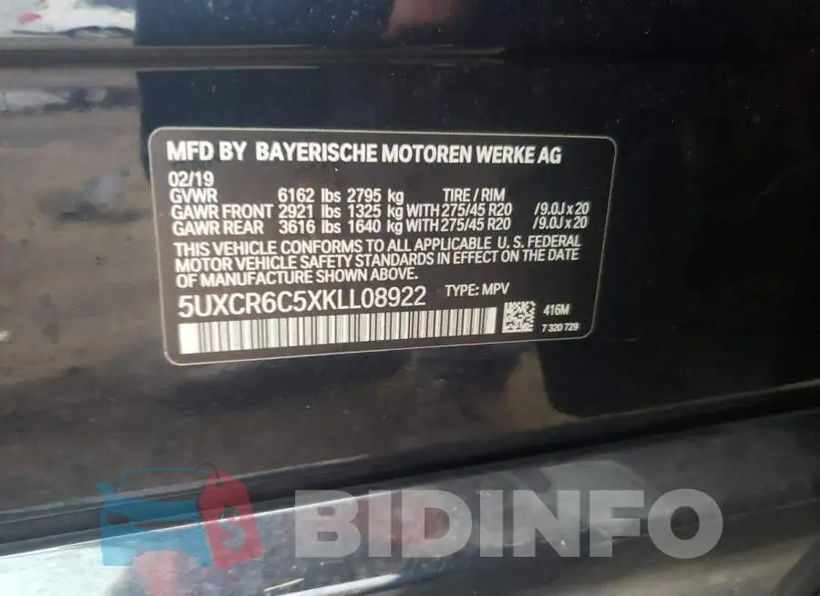 5UXCR6C5XKLL08922 Photo# 12