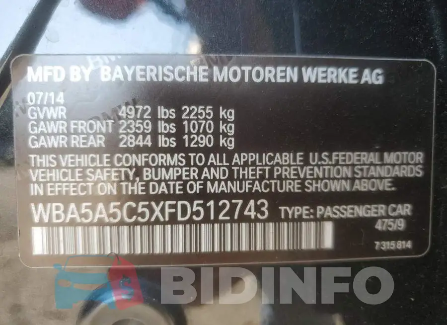 WBA5A5C5XFD512743 Photo# 13