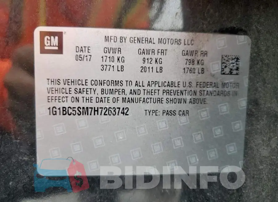 1G1BC5SM7H7263742 Photo# 12