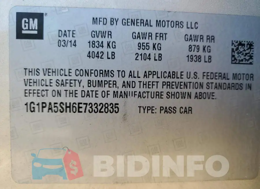 1G1PA5SH6E7332835 Photo# 12