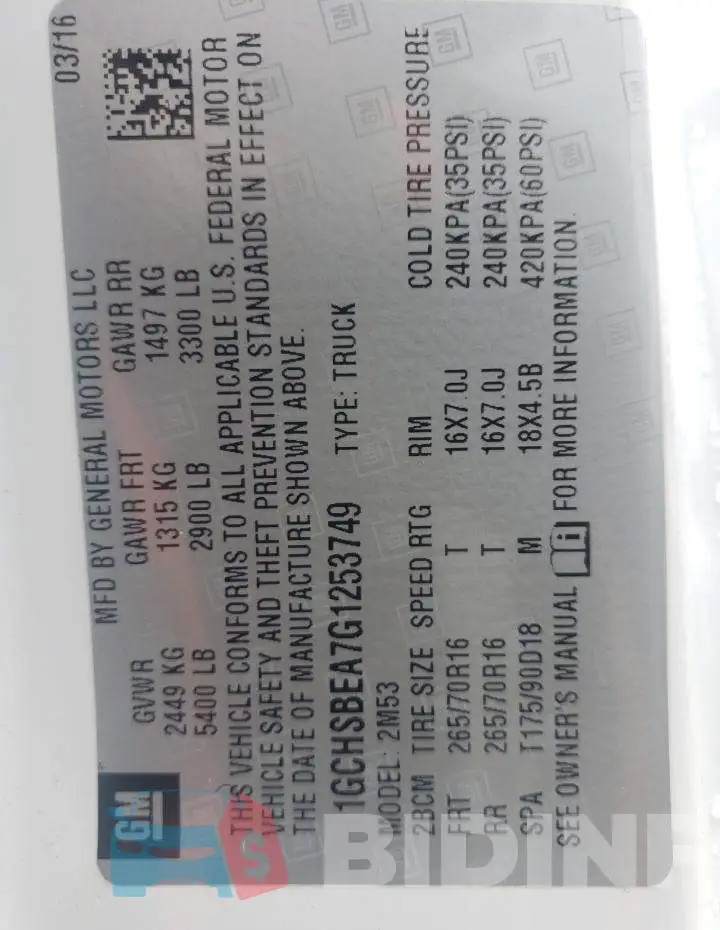 1GCHSBEA7G1253749 Photo# 12