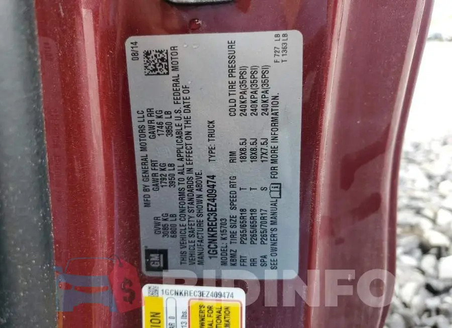 1GCNKREC3EZ409474 Photo# 13