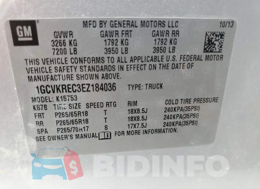 1GCVKREC3EZ184036 Photo# 12