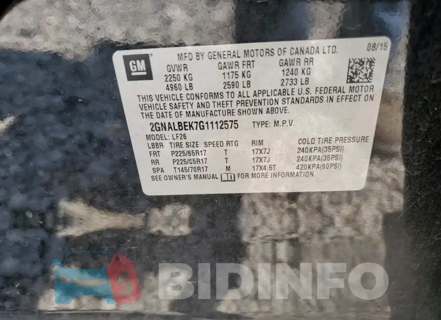2GNALBEK7G1112575 Photo# 13