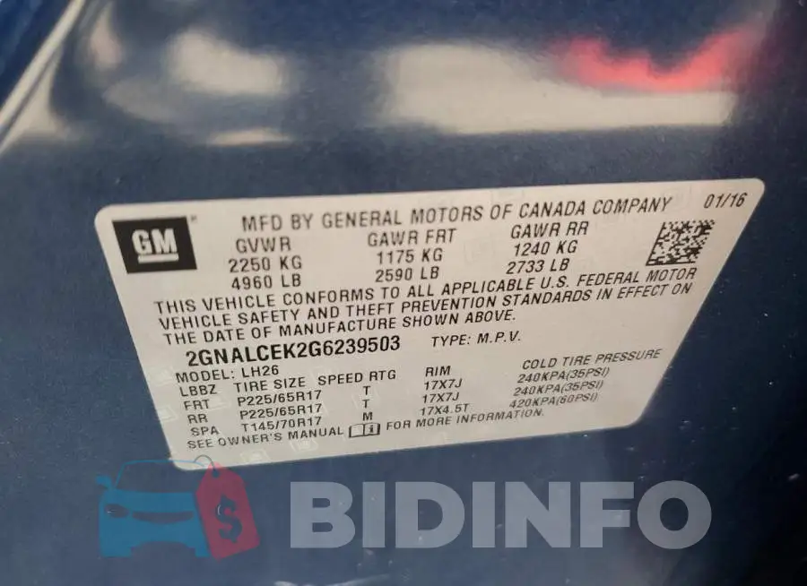 2GNALCEK2G6239503 Photo# 13