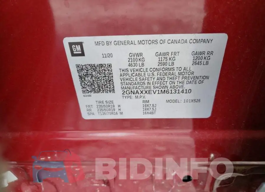 2GNAXXEV1M6131410 Photo# 14