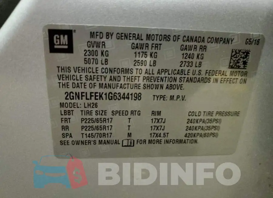 2GNFLFEK1G6344198 Photo# 13