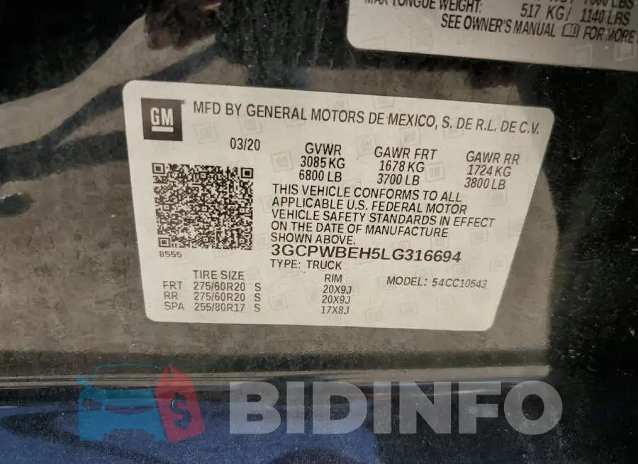 3GCPWBEH5LG316694 Photo# 12