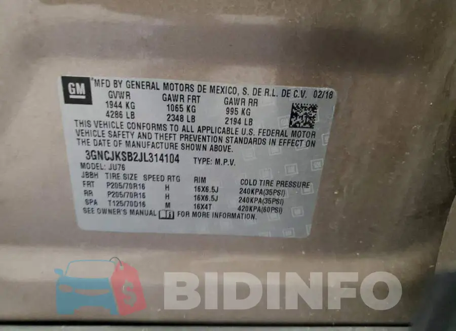 3GNCJKSB2JL314104 Photo# 12