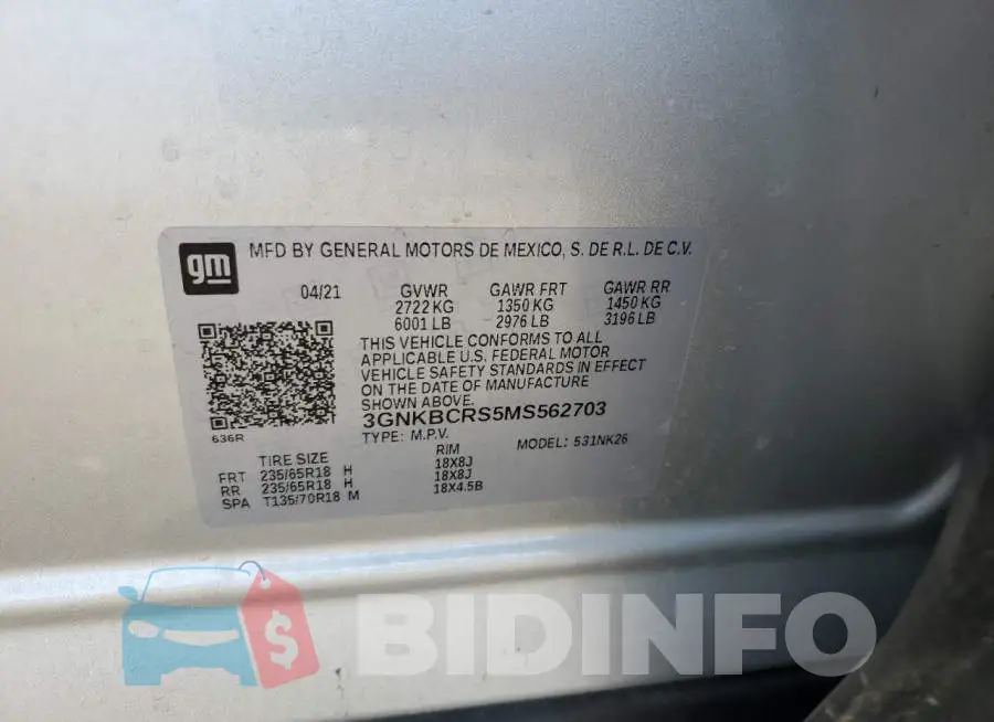 3GNKBCRS5MS562703 Photo# 14