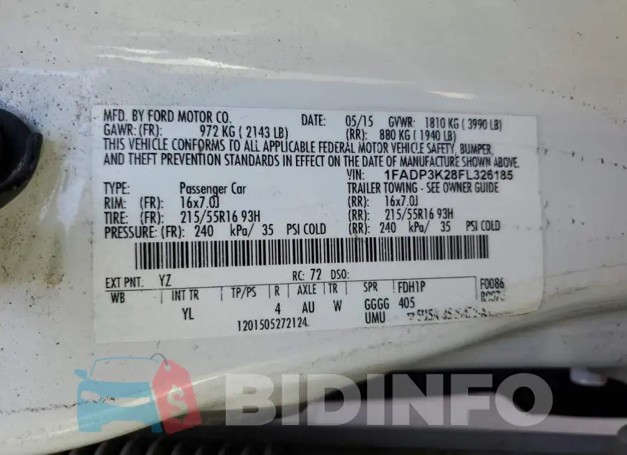 1FADP3K28FL326185 Photo# 13