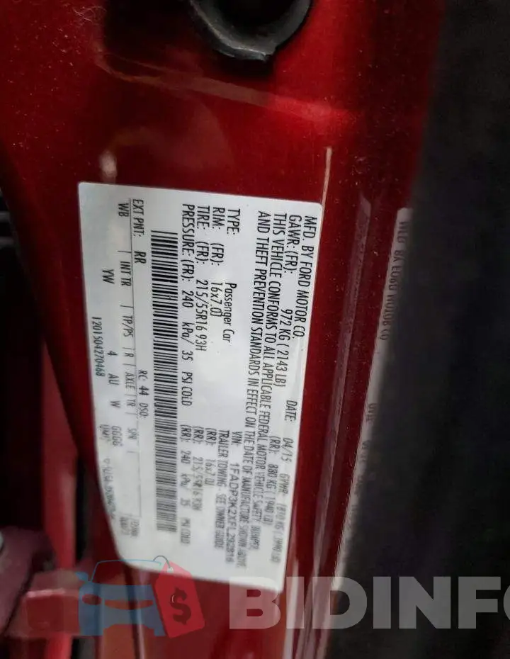 1FADP3K2XFL292816 Photo# 12