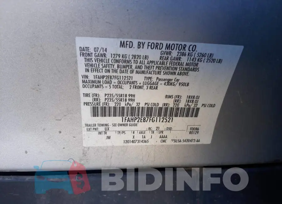 1FAHP2E87FG112521 Photo# 12