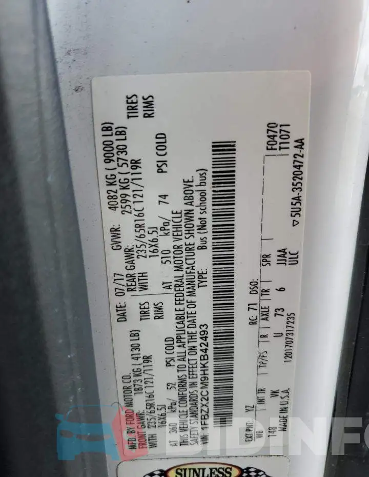 1FBZX2CM9HKB42493 Photo# 13